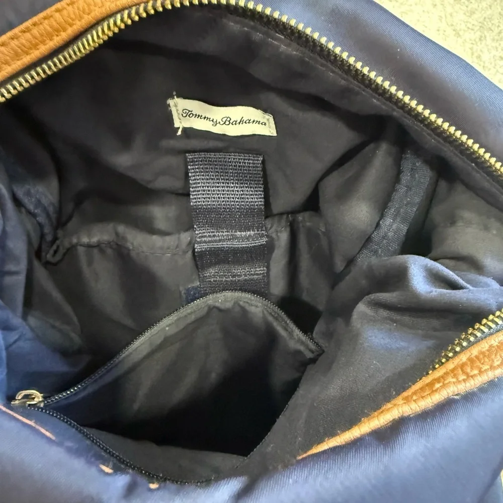Tommy Bahama Navy and Brown Men's Backpack